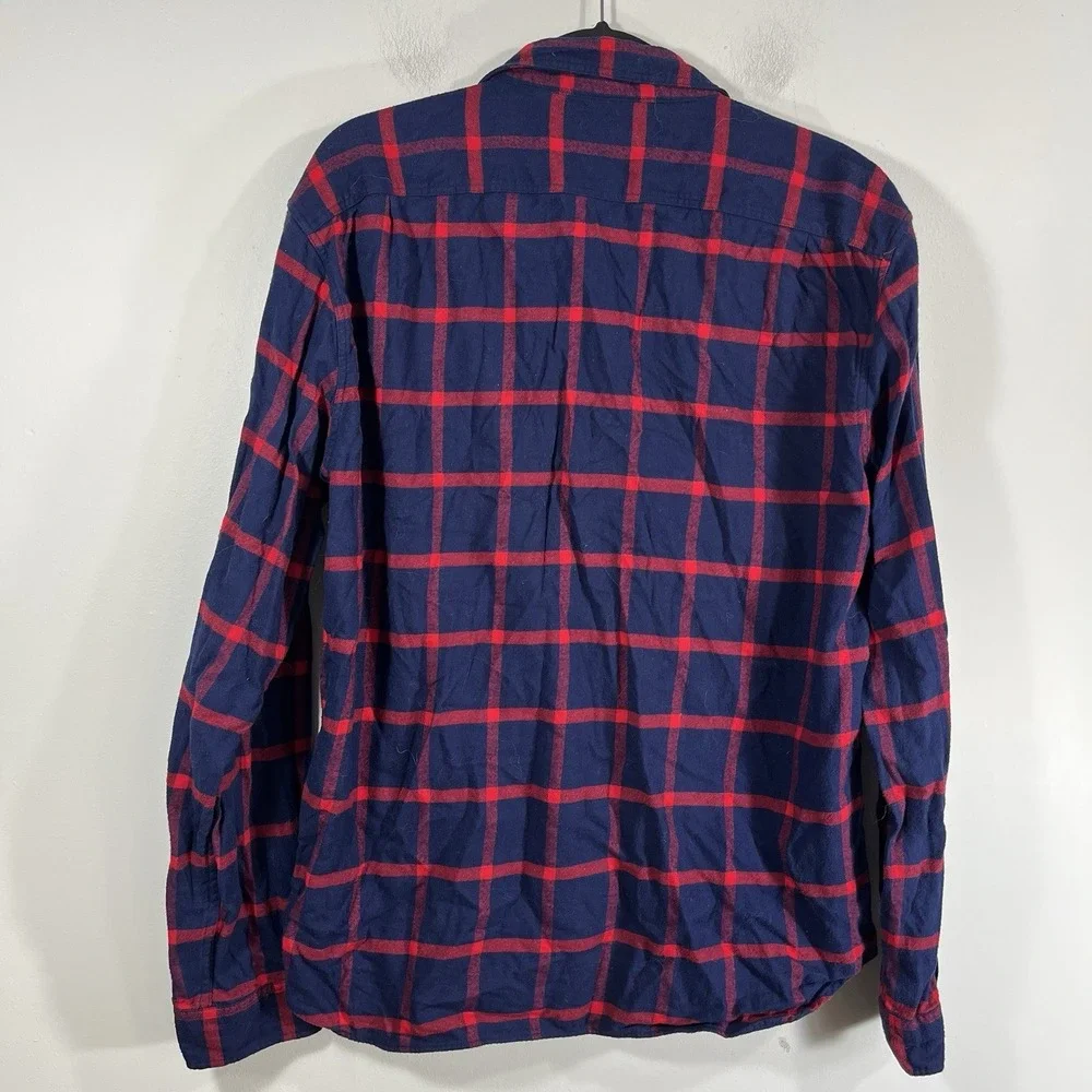 J Crew Mercantile Navy Red Buffalo Plaid Flannel Long Sleeve Button Up Men's‎ XL